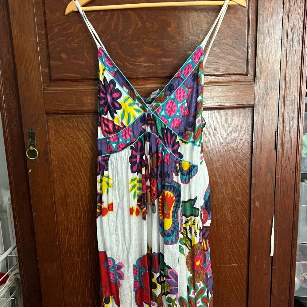Rare DESIGUAL Mapuche Colorful Boho Strappy Floral Maxi Sundress-MEDIUM/SZ 40 - Picture 2 of 14